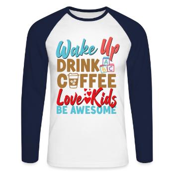 Childcare Daycare Provider Teacher - Unisex Long Sleeve Baseball T-Shirt - white/navy - Front - Nik (191cm)