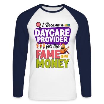 Childcare Daycare Provider Teacher - Unisex Baseballshirt langarm - Weiß/Navy - Vorne - Nik (191cm)
