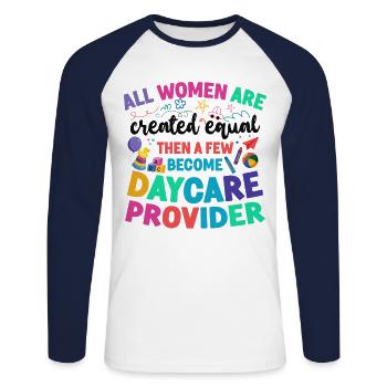 Childcare Daycare Provider Teacher - Unisex Baseballshirt langarm - Weiß/Navy - Vorne - Nik (191cm)