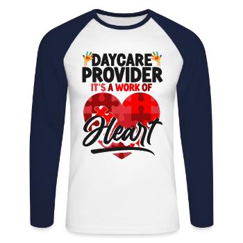 Childcare Daycare Provider Teacher - Unisex Baseballshirt langarm - Weiß/Navy - Vorne - Nik (191cm)