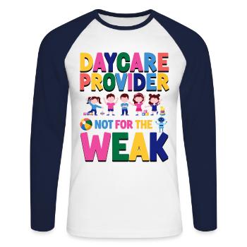 Childcare Daycare Provider Teacher - Unisex Long Sleeve Baseball T-Shirt - white/navy - Front - Nik (191cm)