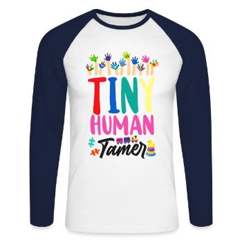 Childcare Daycare Provider Teacher - Unisex Long Sleeve Baseball T-Shirt - white/navy - Front - Nik (191cm)