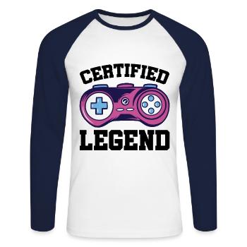 Certified Legend Gamer Gaming Nerd Console Pc Cont - Unisex Baseballshirt langarm - Weiß/Navy - Vorne - Nik (191cm)