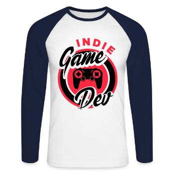Indie Game Dev Video Game Player Gaming Gamer Nerd - Unisex Baseballshirt langarm - Weiß/Navy - Vorne - Nik (191cm)