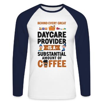Childcare Daycare Provider Teacher - Unisex Baseballshirt langarm - Weiß/Navy - Vorne - Nik (191cm)