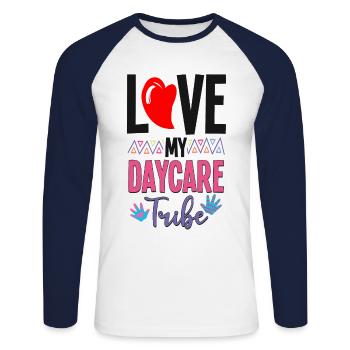 Childcare Daycare Provider Teacher - Unisex Long Sleeve Baseball T-Shirt - white/navy - Front - Nik (191cm)