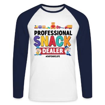 Fournisseur de services de garde d’enfants Enseignant - T-shirt baseball manches longues Homme - blanc/marine - Devant - Nik (191cm)