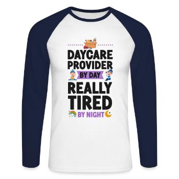 Childcare Daycare Provider Teacher - Unisex Long Sleeve Baseball T-Shirt - white/navy - Front - Nik (191cm)