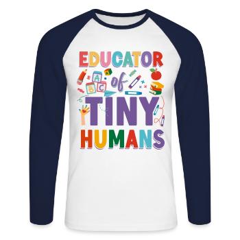 Childcare Daycare Provider Teacher - Unisex Long Sleeve Baseball T-Shirt - white/navy - Front - Nik (191cm)