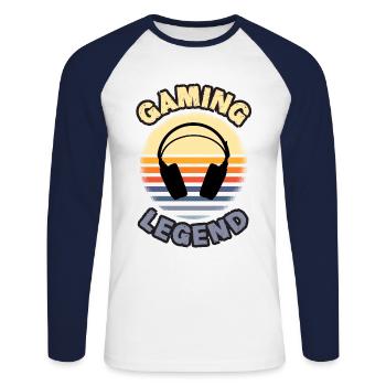Gaming Legend Retro Video Game Player Console Pc G - Unisex Baseballshirt langarm - Weiß/Navy - Vorne - Nik (191cm)