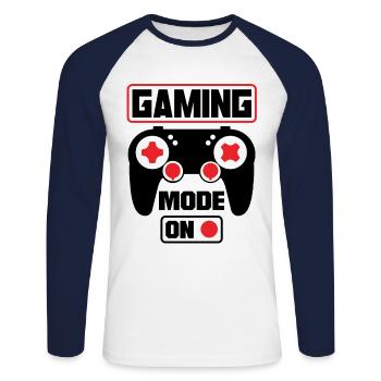 Gaming Mode On Video Game Player Gaming Games Nerd - Unisex Baseballshirt langarm - Weiß/Navy - Vorne - Nik (191cm)