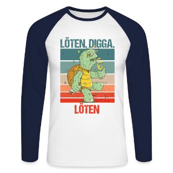 Biertrinker auf Sauftour Löten Digga löten - Unisex Baseballshirt langarm - Weiß/Navy - Vorne - Nik (191cm)