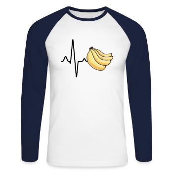 Banana Heartbeat - T-shirt baseball manches longues Homme - blanc/marine - Devant - Nik (191cm)