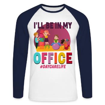 Childcare Daycare Provider Teacher - Unisex Long Sleeve Baseball T-Shirt - white/navy - Front - Nik (191cm)