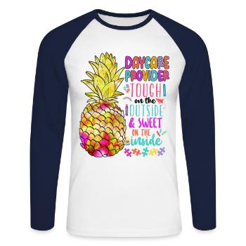 Childcare Daycare Provider Teacher - Unisex Long Sleeve Baseball T-Shirt - white/navy - Front - Nik (191cm)