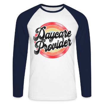 Childcare Daycare Provider Teacher - Unisex Long Sleeve Baseball T-Shirt - white/navy - Front - Nik (191cm)