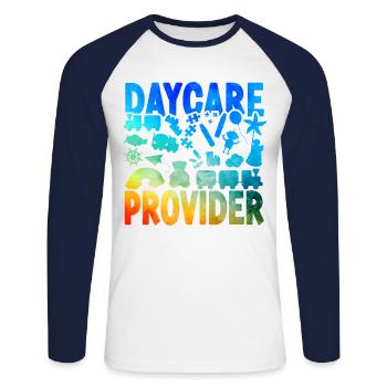 Childcare Daycare Provider Teacher - Unisex Long Sleeve Baseball T-Shirt - white/navy - Front - Nik (191cm)