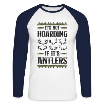 Buck Deer Hunting Hunter Vintage - T-shirt baseball manches longues Homme - blanc/marine - Devant - Nik (191cm)