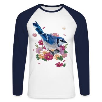 Blue Chara - Unisex Long Sleeve Baseball T-Shirt - white/navy - Front - Nik (191cm)