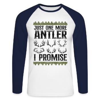 Buck Deer Hunting Hunter Vintage - Unisex Baseballshirt langarm - Weiß/Navy - Vorne - Nik (191cm)
