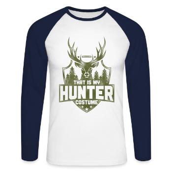 Chasseur de cerfs Buck Halloween - T-shirt baseball manches longues Homme - blanc/marine - Devant - Nik (191cm)