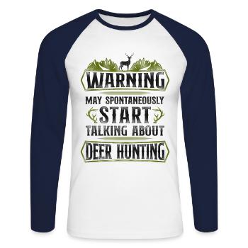 Buck Deer Hunting Hunter Vintage - Unisex Long Sleeve Baseball T-Shirt - white/navy - Front - Nik (191cm)