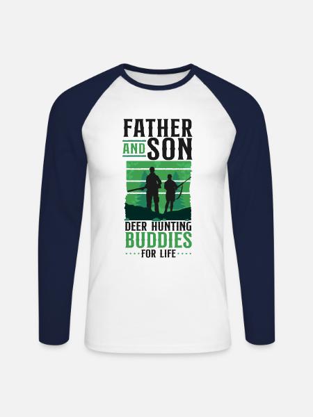 Buck Deer Hunting Hunter Father - Unisex Long Sleeve Baseball T-Shirt - white/navy