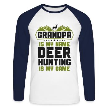 Buck Deer Hunting Hunter - Unisex Long Sleeve Baseball T-Shirt - white/navy - Front - Nik (191cm)