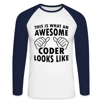 This Is What An Awesome Coder Looks Like Programmi - Unisex Baseballshirt langarm - Weiß/Navy - Vorne - Nik (191cm)