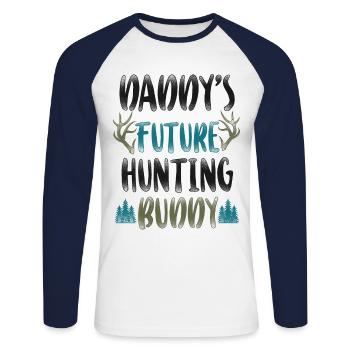 Buck Deer Hunting Hunter Kid - Unisex Long Sleeve Baseball T-Shirt - white/navy - Front - Nik (191cm)