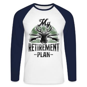 Chasseur de cerfs à la retraite - T-shirt baseball manches longues Homme - blanc/marine - Devant - Nik (191cm)