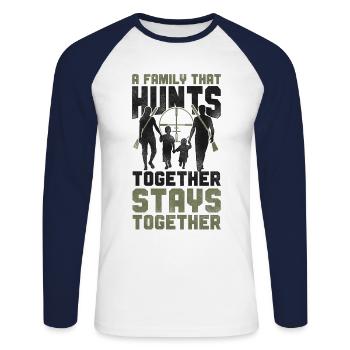 Buck Deer Hunting Hunter Family - Unisex Long Sleeve Baseball T-Shirt - white/navy - Front - Nik (191cm)