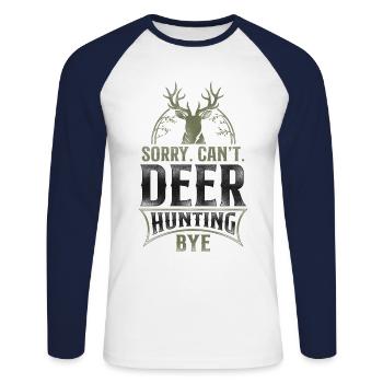 Buck Deer Hunting Hunter Vintage - Unisex Long Sleeve Baseball T-Shirt - white/navy - Front - Nik (191cm)