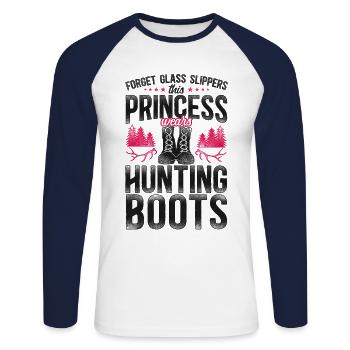 Buck Deer Hunting Hunter Girl - Unisex Long Sleeve Baseball T-Shirt - white/navy - Front - Nik (191cm)