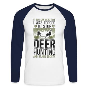 Buck Deer Hunting Hunter Vintage - Unisex Long Sleeve Baseball T-Shirt - white/navy - Front - Nik (191cm)