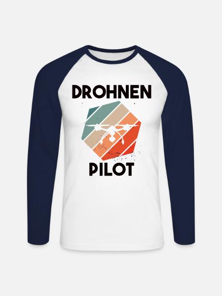 Drohnenpilot Spruch - Unisex Baseballshirt langarm - Weiß/Navy
