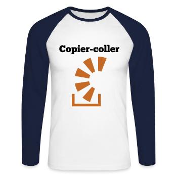 Copier Coller Programmer Software Developer Nerd G - Unisex Baseballshirt langarm - Weiß/Navy - Vorne - Nik (191cm)