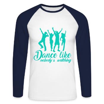 Dance Like Nobody Is Watching - Unisex Baseballshirt langarm - Weiß/Navy - Vorne - Nik (191cm)