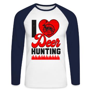Buck Deer Hunting Hunter Heart - Unisex Long Sleeve Baseball T-Shirt - white/navy - Front - Nik (191cm)