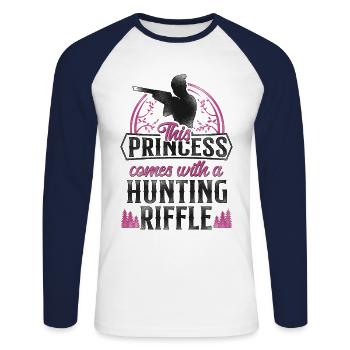 Buck Deer Hunting Hunter Girl - Unisex Long Sleeve Baseball T-Shirt - white/navy - Front - Nik (191cm)