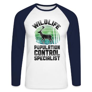 Buck Deer Hunting Hunter Vintage - Unisex Baseballshirt langarm - Weiß/Navy - Vorne - Nik (191cm)