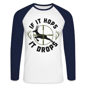 Buck Deer Hunting Hunter Vintage - T-shirt baseball manches longues Homme - blanc/marine - Devant - Nik (191cm)