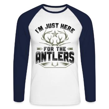 Buck Deer Hunting Hunter Vintage - T-shirt baseball manches longues Homme - blanc/marine - Devant - Nik (191cm)