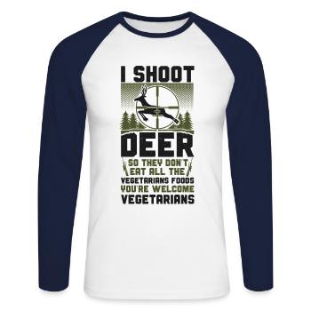 Buck Deer Hunting Hunter - Unisex Long Sleeve Baseball T-Shirt - white/navy - Front - Nik (191cm)