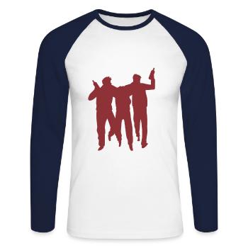 Dorfleben Spruch - Unisex Baseballshirt langarm - Weiß/Navy - Vorne - Nik (191cm)