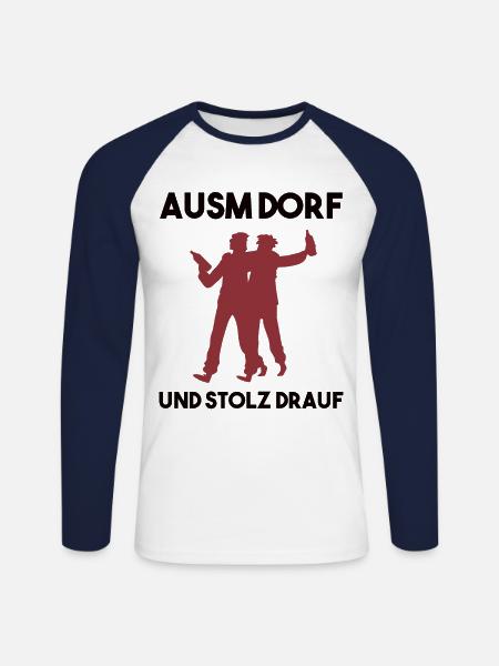 Dorfleben Spruch - Unisex Baseballshirt langarm - Weiß/Navy