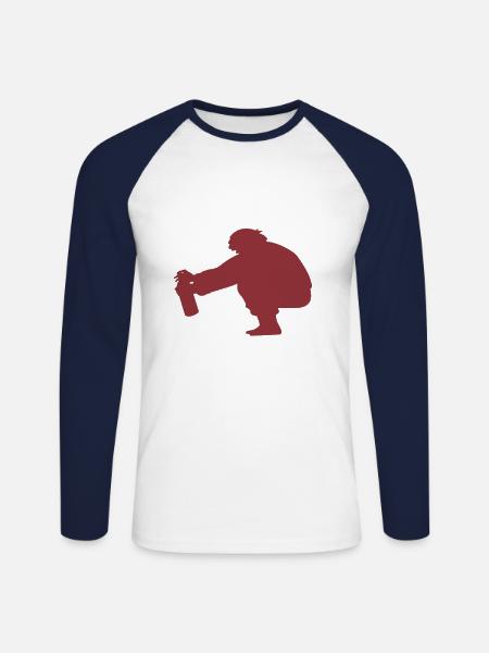 Dorfleben Spruch - Unisex Baseballshirt langarm - Weiß/Navy