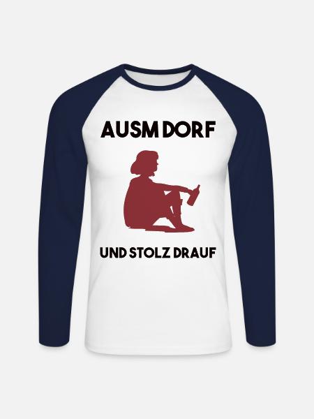 Dorfleben Spruch - Unisex Baseballshirt langarm - Weiß/Navy