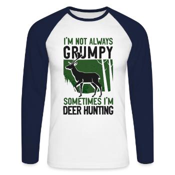 Buck Deer Hunting Hunter Dad - Unisex Long Sleeve Baseball T-Shirt - white/navy - Front - Nik (191cm)