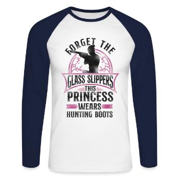 Buck Deer Hunting Hunter Girl - Unisex Long Sleeve Baseball T-Shirt - white/navy - Front - Nik (191cm)